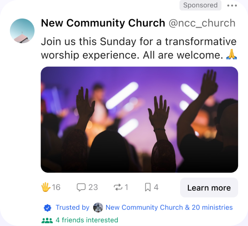 Sponsored community church post