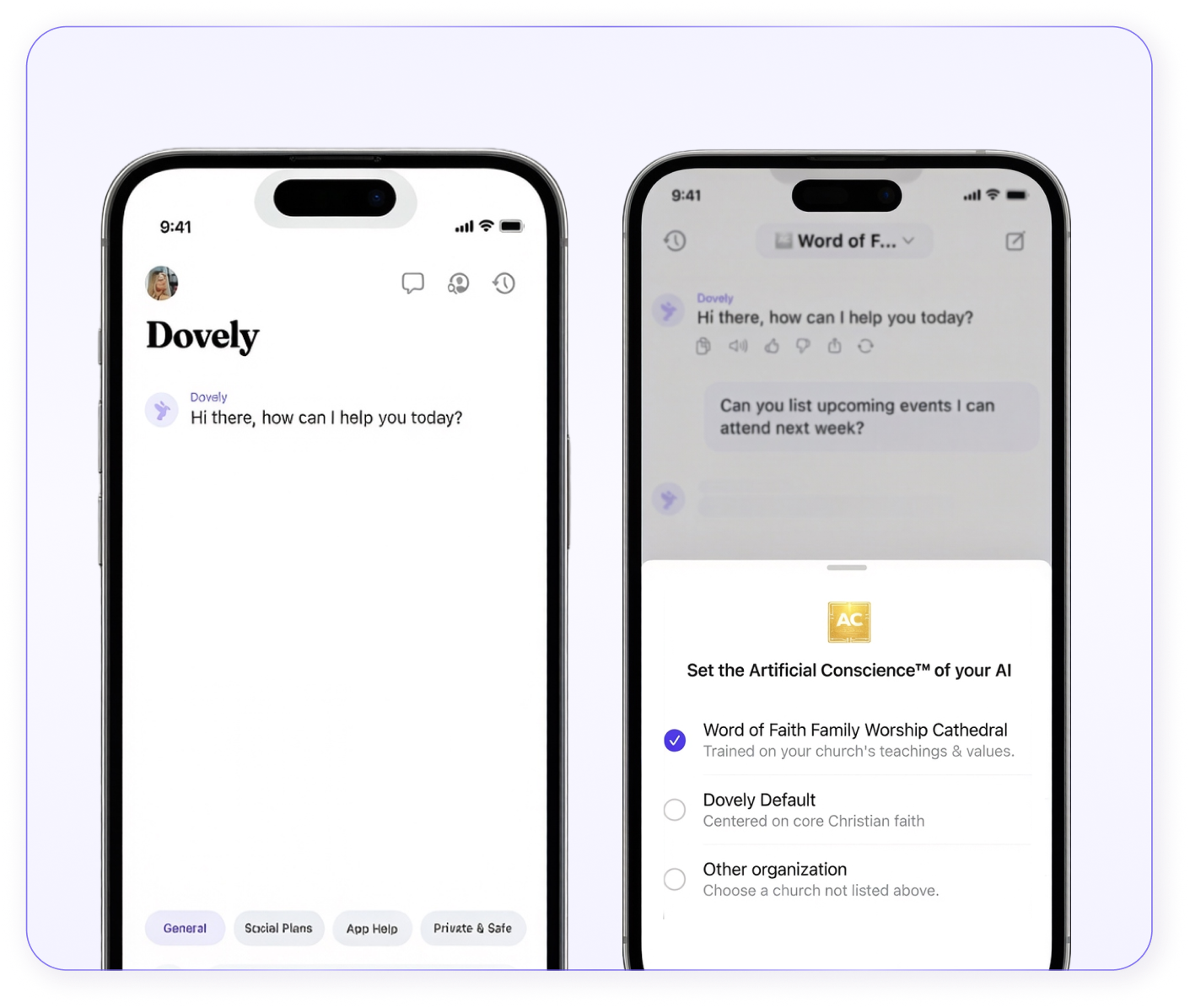 Dovely AI phone interface